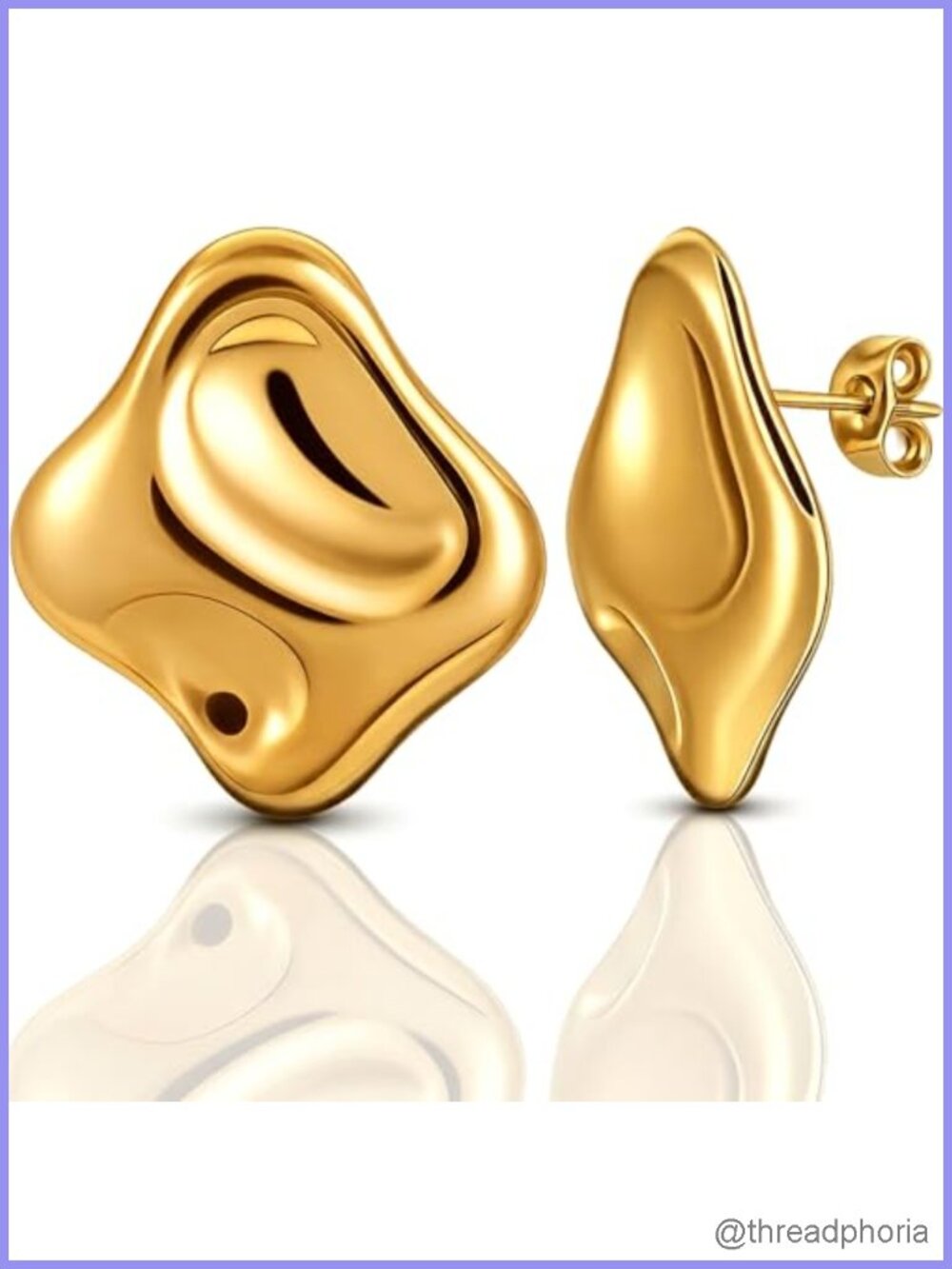 14K Gold Plated Chunky Stud Earrings Hypoallergenic Statement Studs
